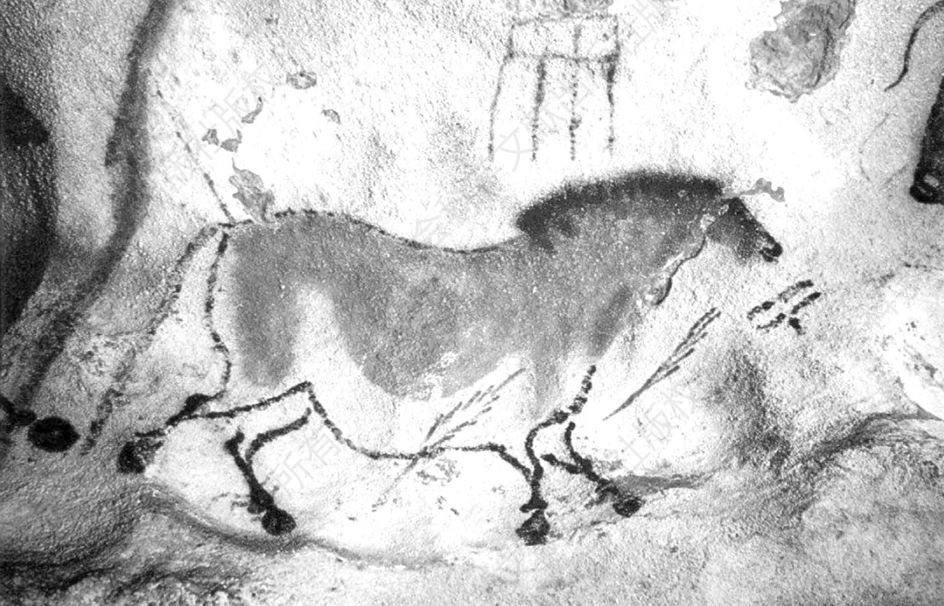 法国拉斯科洞窟中的野马壁画（约公元前15000至公元前10000年）